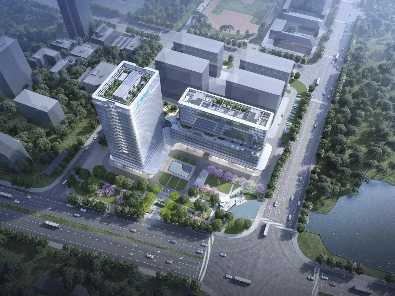 BIM Architecture | Leading Pharmaceutical Company Park style Headquarters Office · Shangyao Changyao Business Center/Jianhe Building