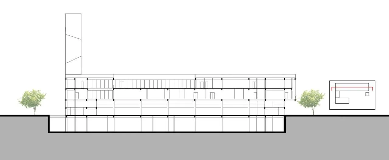 BIM Architecture | Shenzhen Qianhai Fire Station/Shenzhen University Architectural Design and Research Institute Co., Ltd. 'Zhong Zhong+Zhong Bo' Studio - Section diagram