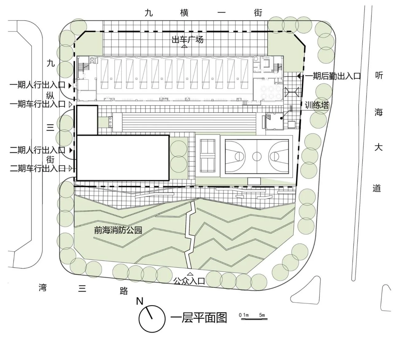 BIM Architecture | Shenzhen Qianhai Fire Station/Shenzhen University Architectural Design and Research Institute Co., Ltd. 'Zhong Zhong+Zhong Bo' Studio - First floor plan