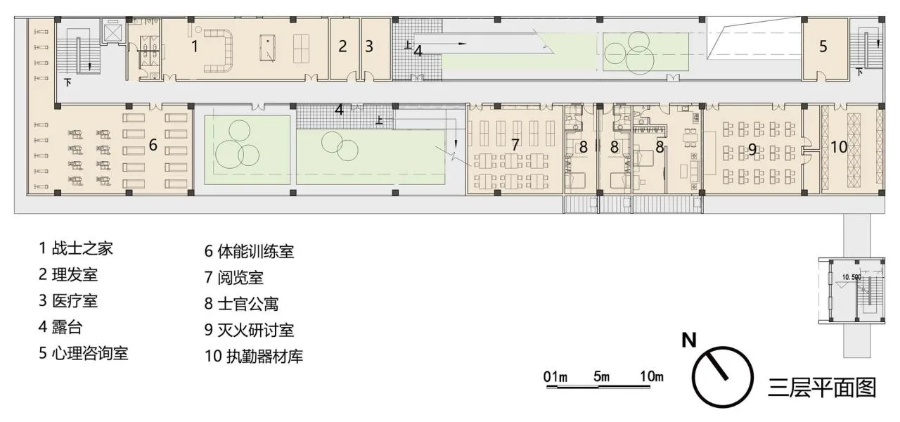 BIM Architecture | Shenzhen Qianhai Fire Station/Shenzhen University Architectural Design and Research Institute Co., Ltd. 'Zhong Zhong+Zhong Bo' Studio - Third floor plan