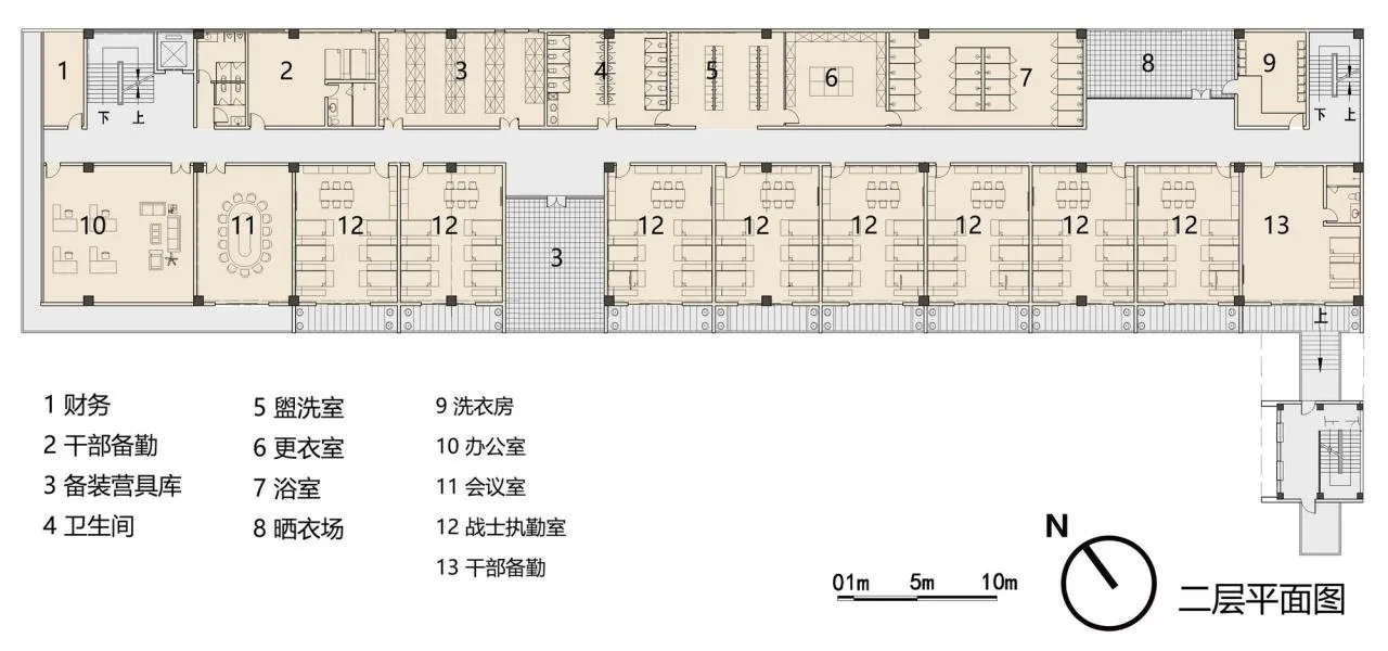 BIM Architecture | Shenzhen Qianhai Fire Station/Shenzhen University Architectural Design and Research Institute Co., Ltd. 'Zhong Zhong+Zhong Bo' Studio - Second floor plan