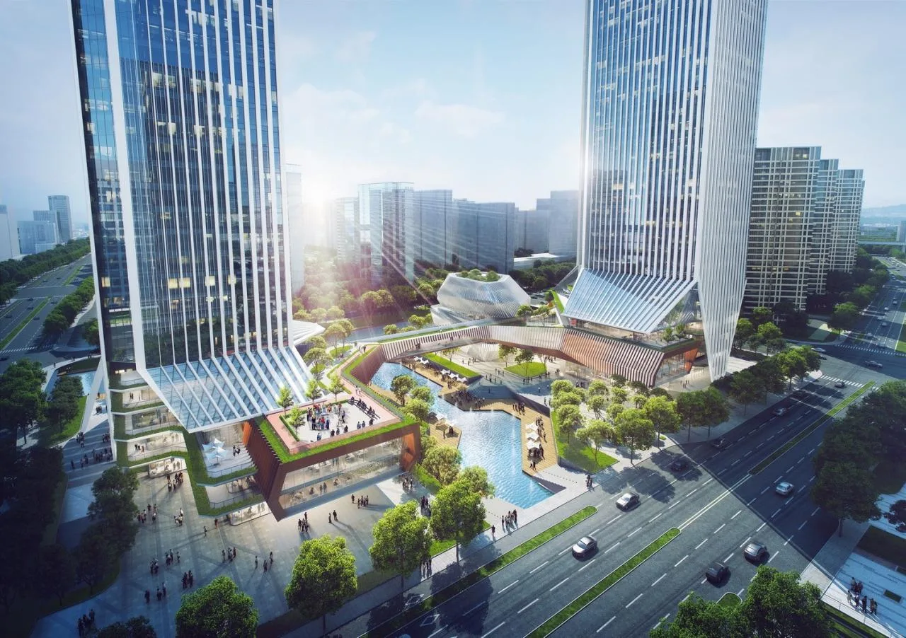 BIM Architecture | Two Bridges Across: Twin Towers of Suzhou High Speed Rail New City/Jianhe Architecture