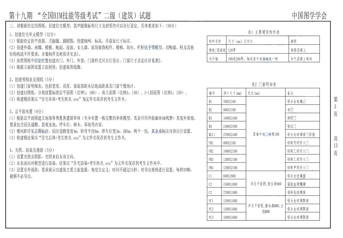 Download the real exam questions for the Level 2 Construction Exam of the 19th National BIM Skill Level Examination of the Society of Graphic Design in 2022 (revised fourth question)