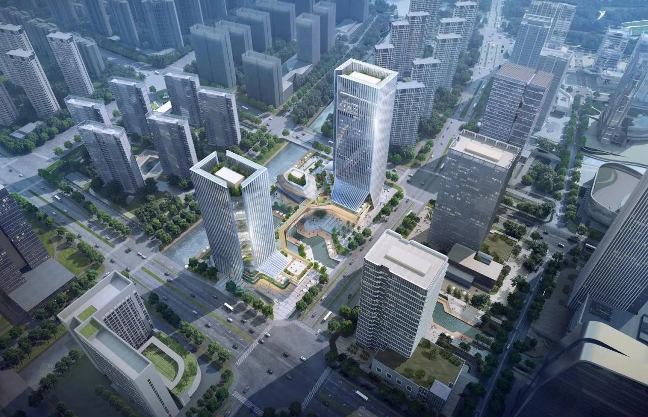 BIM Architecture | Two Bridges Across: Twin Towers of Suzhou High Speed Rail New City/Jianhe Architecture