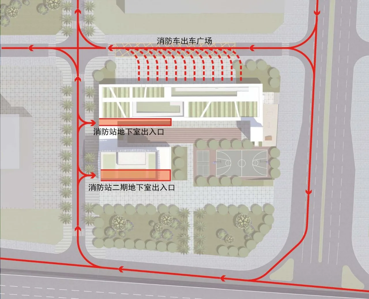 BIM Architecture | Shenzhen Qianhai Fire Station/Shenzhen University Architectural Design and Research Institute Co., Ltd. 'Zhong Zhong+Zhong Bo' Studio - Streamline analysis diagram