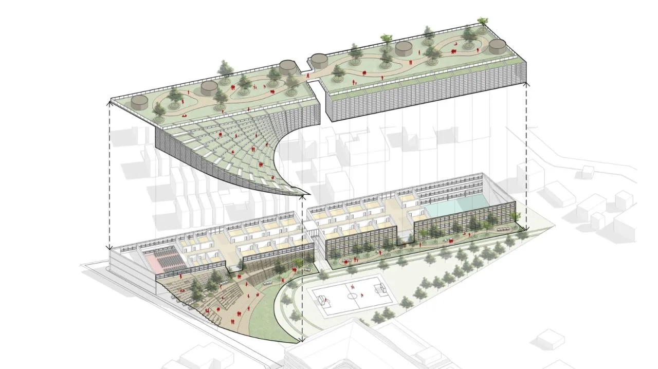 BIM Architecture | Fan shaped Unfolding, SISB/Plan Architect for Thonburi Campus in Thailand