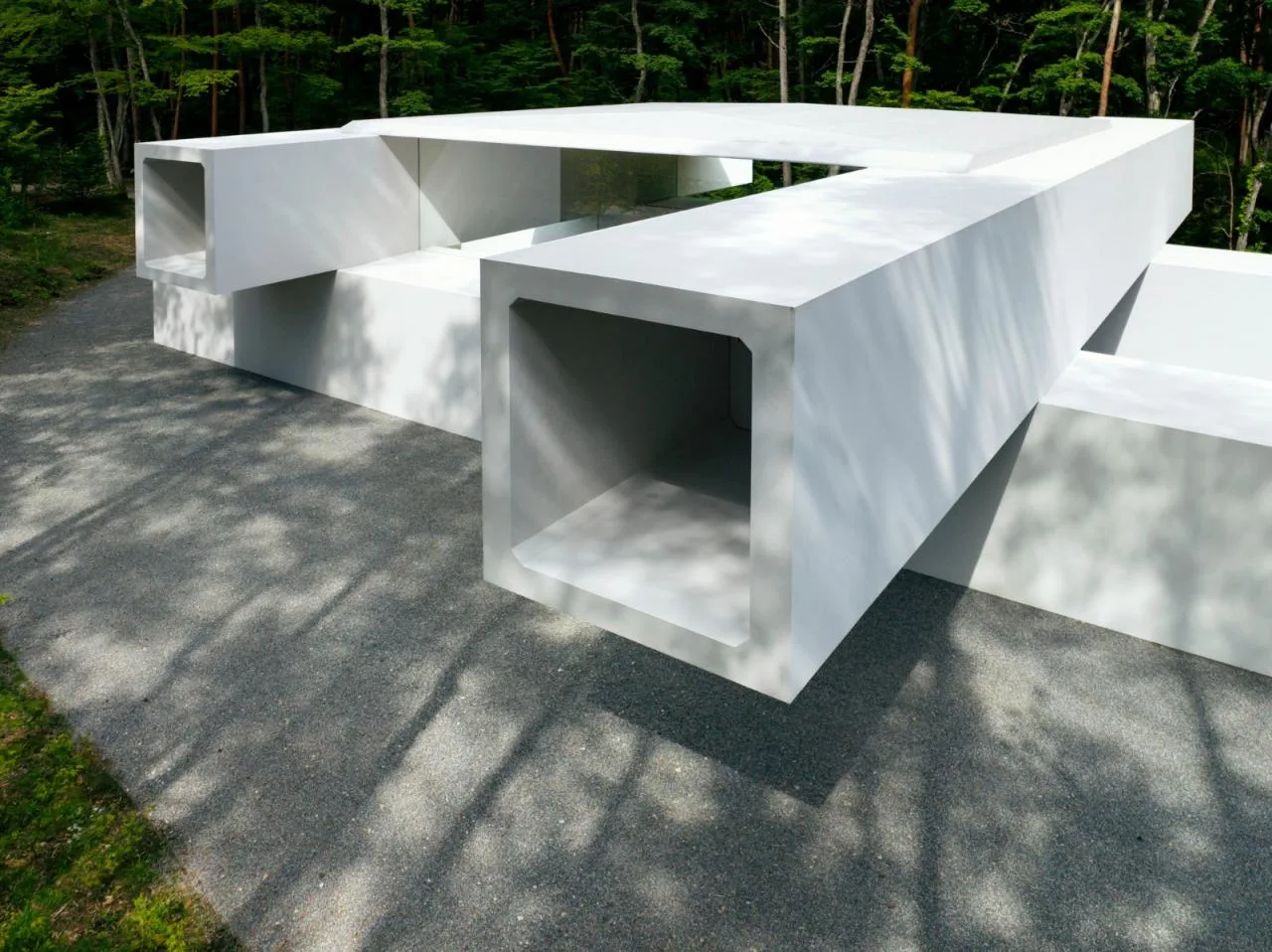 BIM Architecture | Japan Nagano Minimalist Hotel Culvert, Prefabricated Concrete Tunnel/Nendo