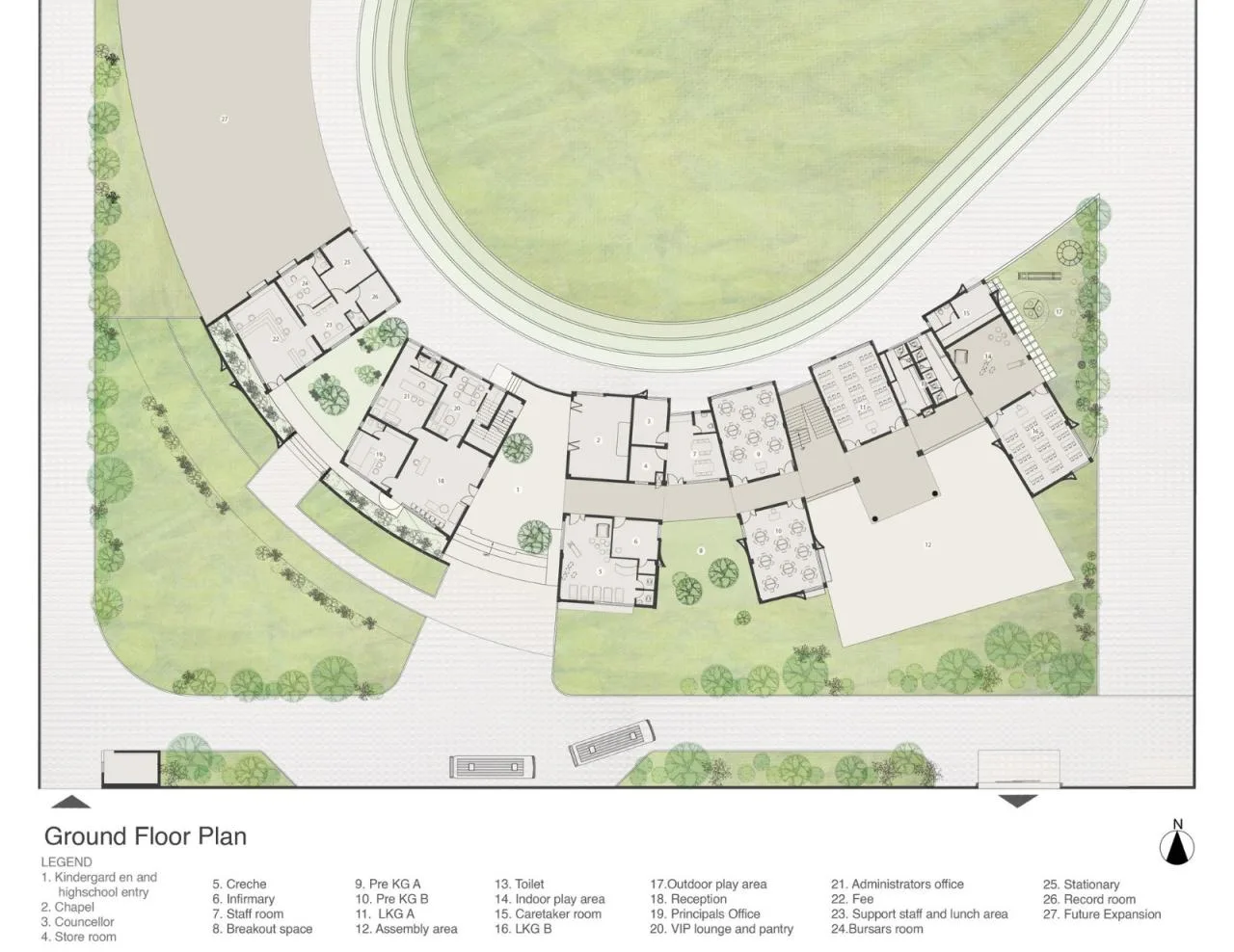 BIM architecture | Campus with walls erected/Kamat& Rozario Architecture