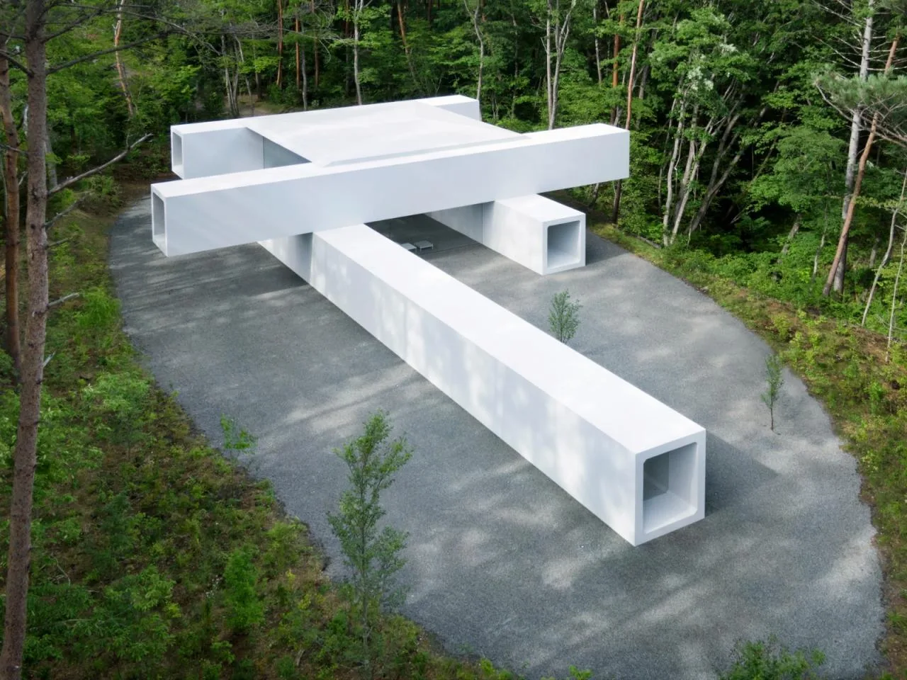 BIM Architecture | Japan Nagano Minimalist Hotel Culvert, Prefabricated Concrete Tunnel/Nendo