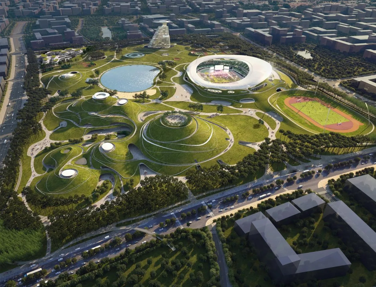 BIM Architecture | Design of the World's Largest Earthly Covered Building Complex: 'Disappearing Stadium'/MAD Ma Yansong