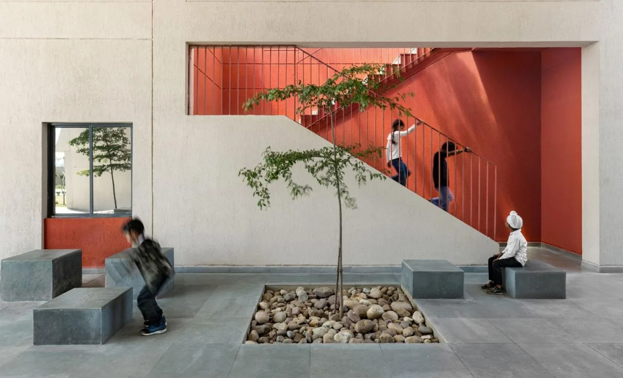 BIM architecture | Campus with walls erected/Kamat& Rozario Architecture