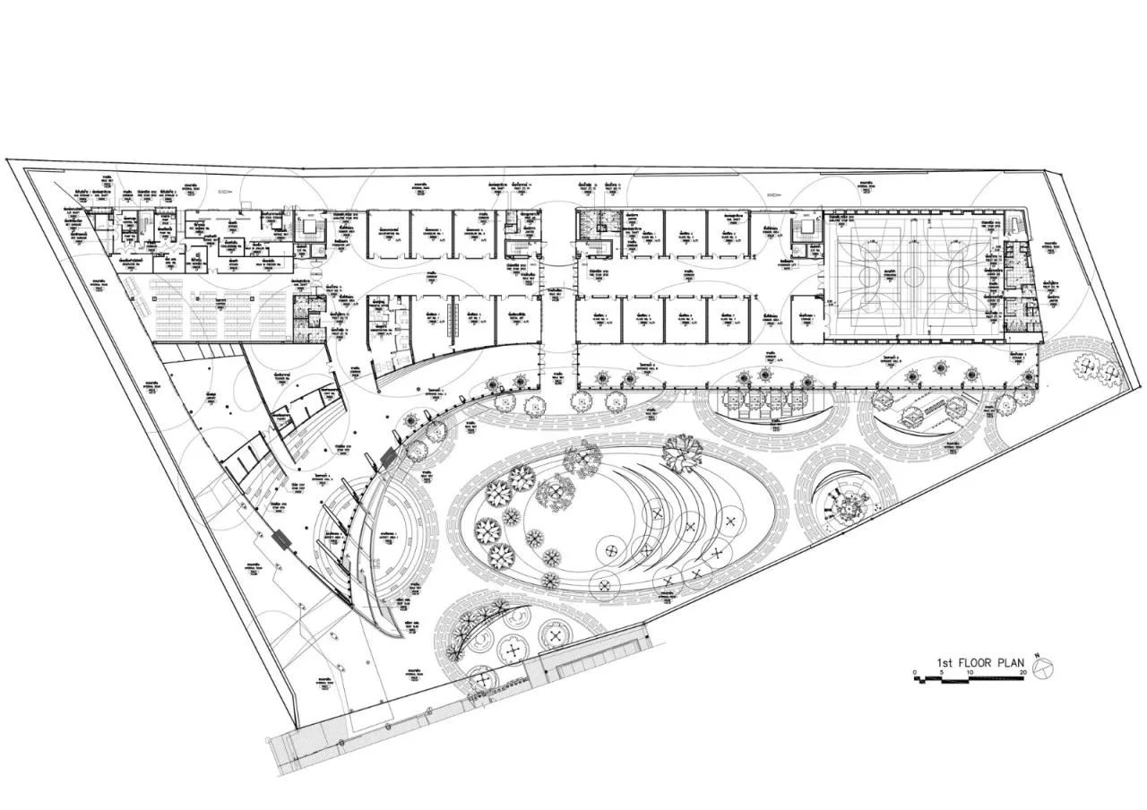 BIM Architecture | Fan shaped Unfolding, SISB/Plan Architect for Thonburi Campus in Thailand