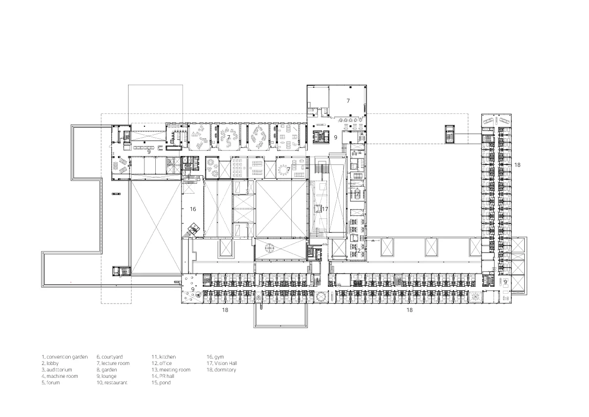 Second Floor Plan of Hyundai Group Global Partner Center+Gyeongju University Campus Area