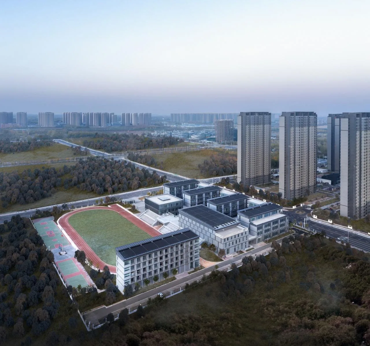 BIM Architecture | Zhengzhou Airport Eighth Resettlement Area Supporting Middle School and Zhengzhou No. 130 Middle School/Shanghai Lianchuang Design Group