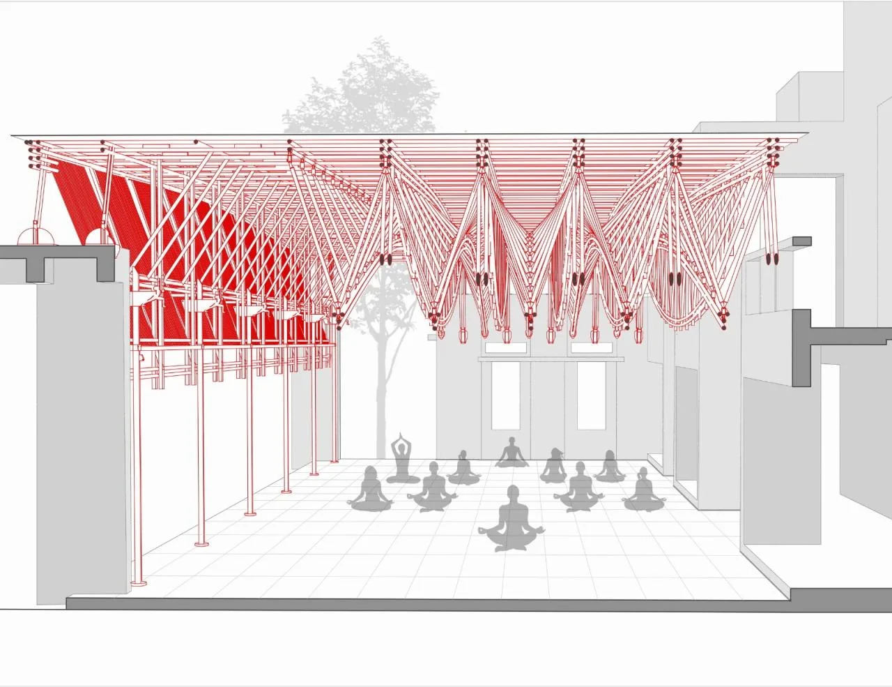 BIM Architecture | Craftsman Bamboo System Yogashala/ThumbImpressions