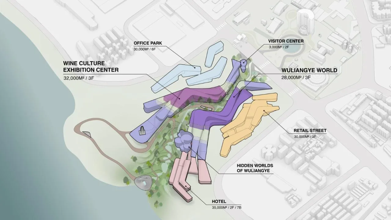 BIM Architecture | 'Canyon Architecture' Extending to Minjiang River, Wuliang Oriental Wine Valley Plan Announced/Orel Shiren