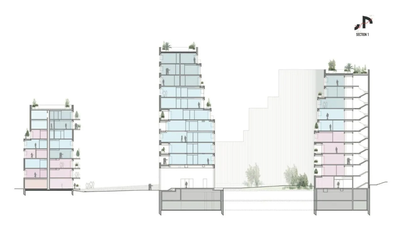 BIM Architecture | Landscape Residential Complex Ascension/MVRDV Section Diagram