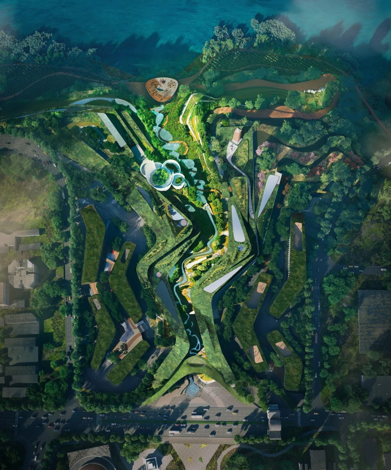 BIM Architecture | 'Canyon Architecture' Extending to Minjiang River, Wuliang Oriental Wine Valley Plan Announced/Orel Shiren