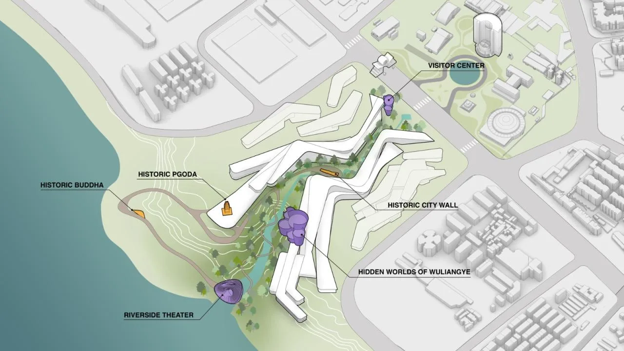 BIM Architecture | 'Canyon Architecture' Extending to Minjiang River, Wuliang Oriental Wine Valley Plan Announced/Orel Shiren