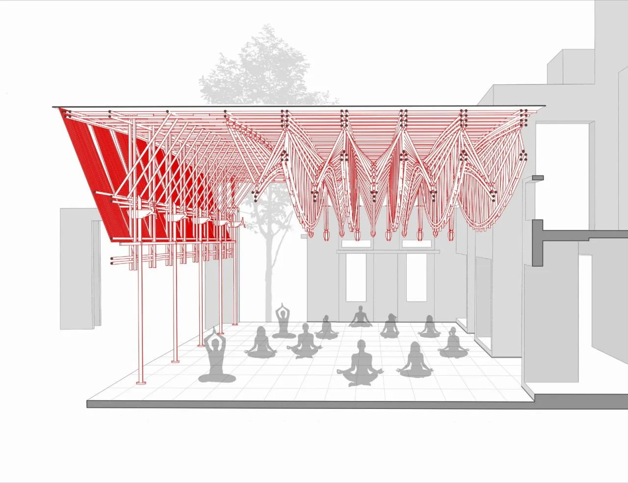 BIM Architecture | Craftsman Bamboo System Yogashala/ThumbImpressions