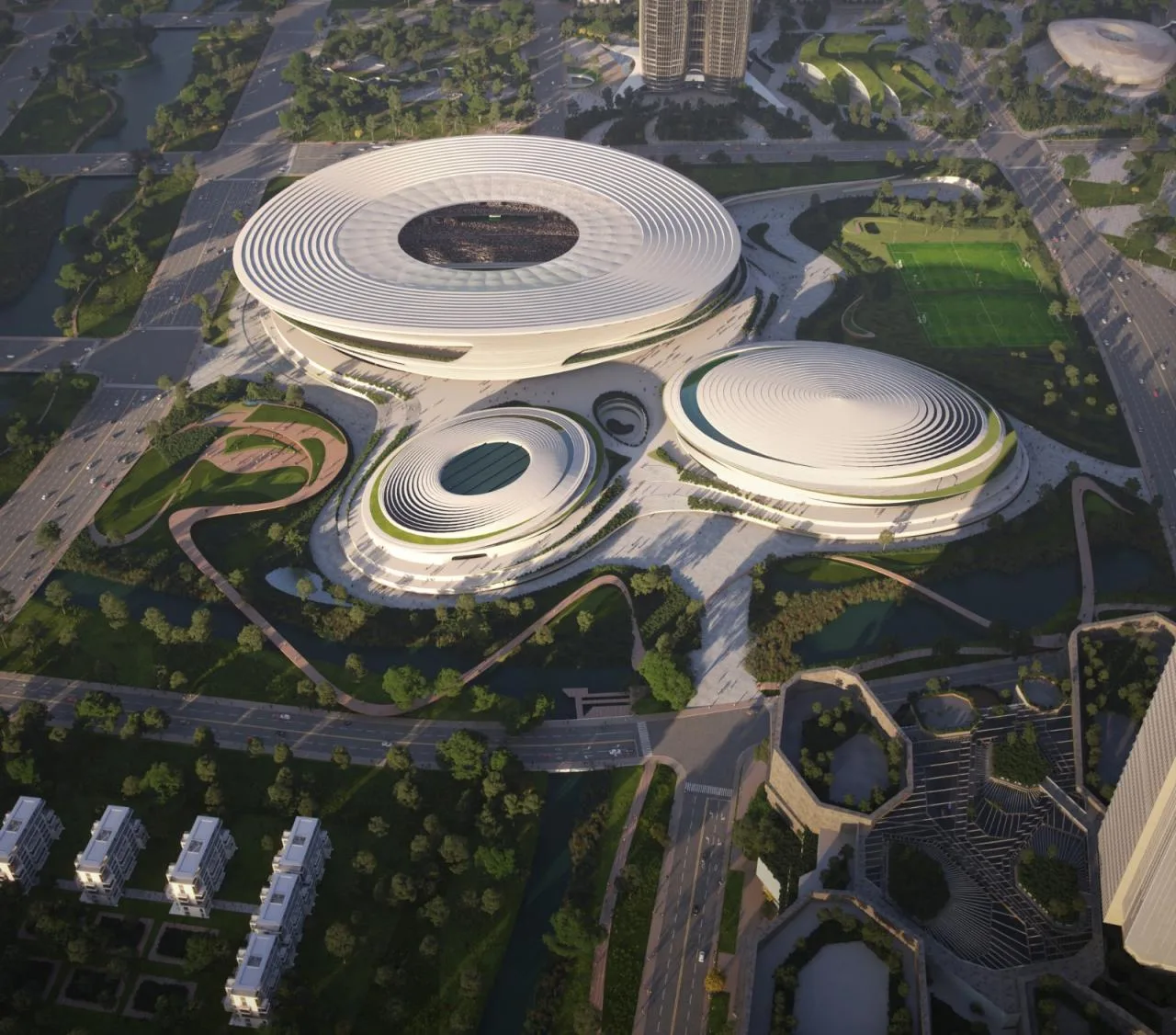 BIM Architecture | Layer by layer blinds, Zaha Hadid Architects wins' Hangzhou Future Science and Technology Cultural Center International Sports Center