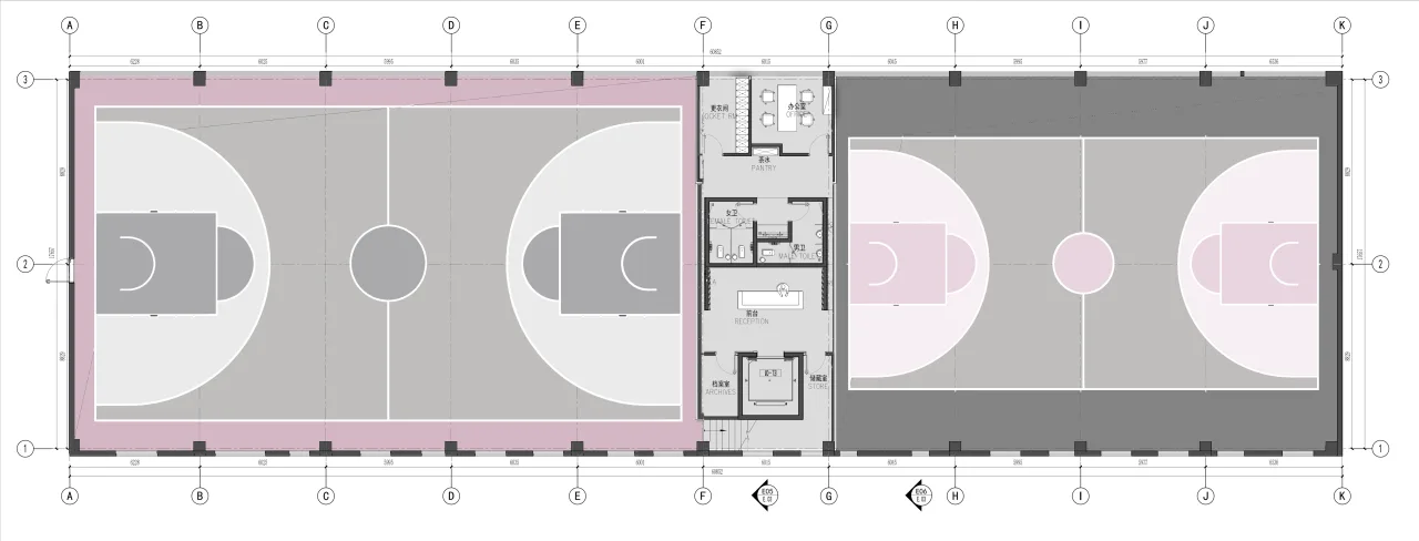 BIM Architecture | Girl's Heart Basketball Hall: Element Sports Basketball Hall Olive Tree Store, Kunming/Pingjie Design
