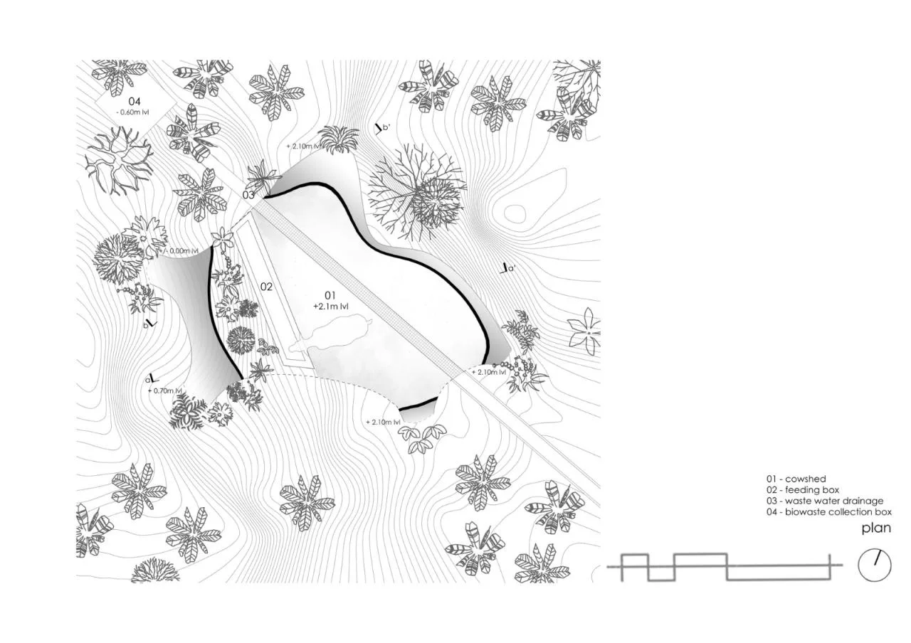 BIM architecture | Thin shell dome structure cowshed/Rnd Earth