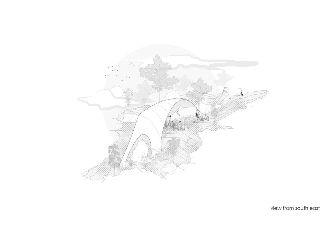BIM architecture | Thin shell dome structure cowshed/Rnd Earth