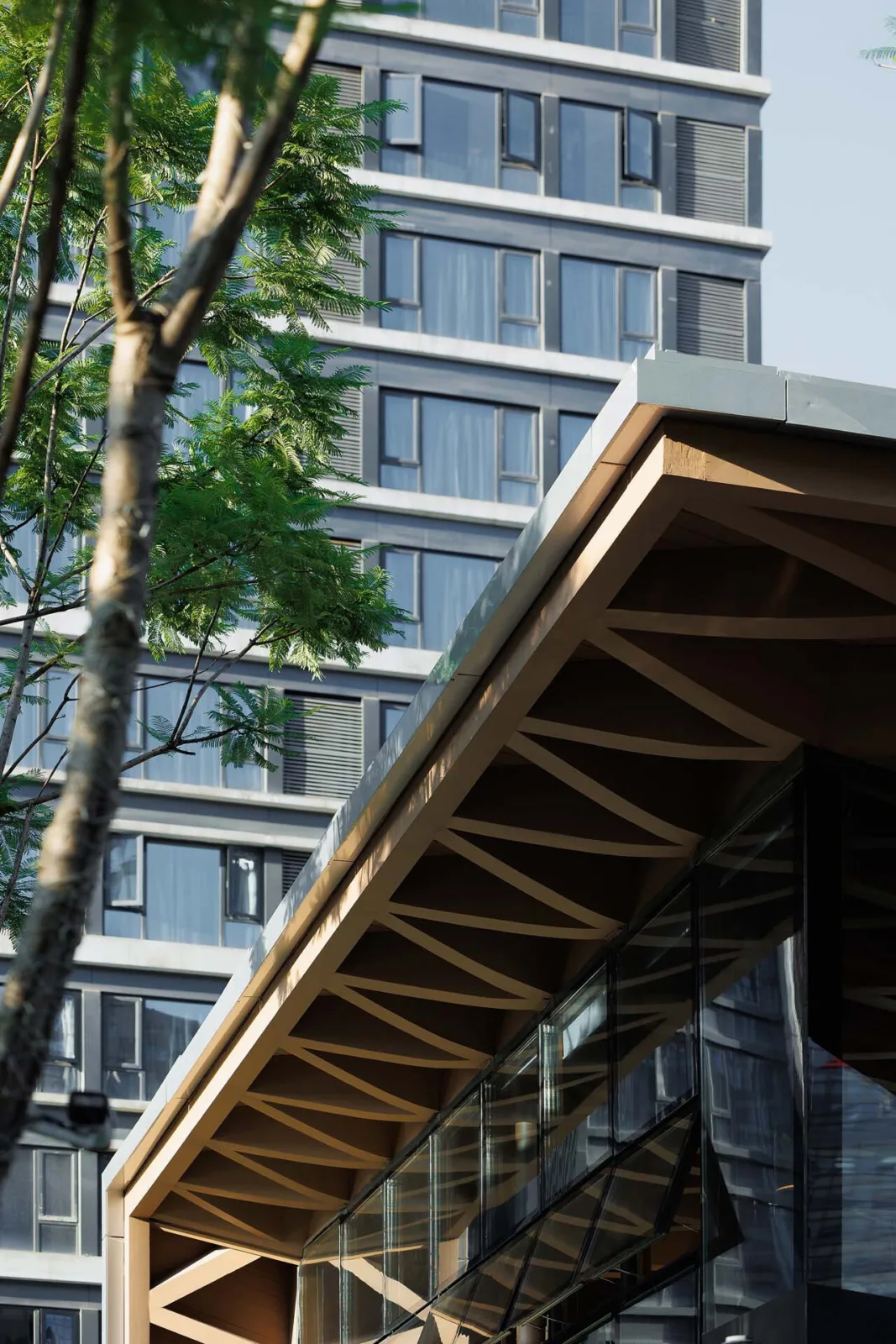 BIM Architecture | Jiaozi Avenue Wooden Roof Restaurant/Zhiye Building