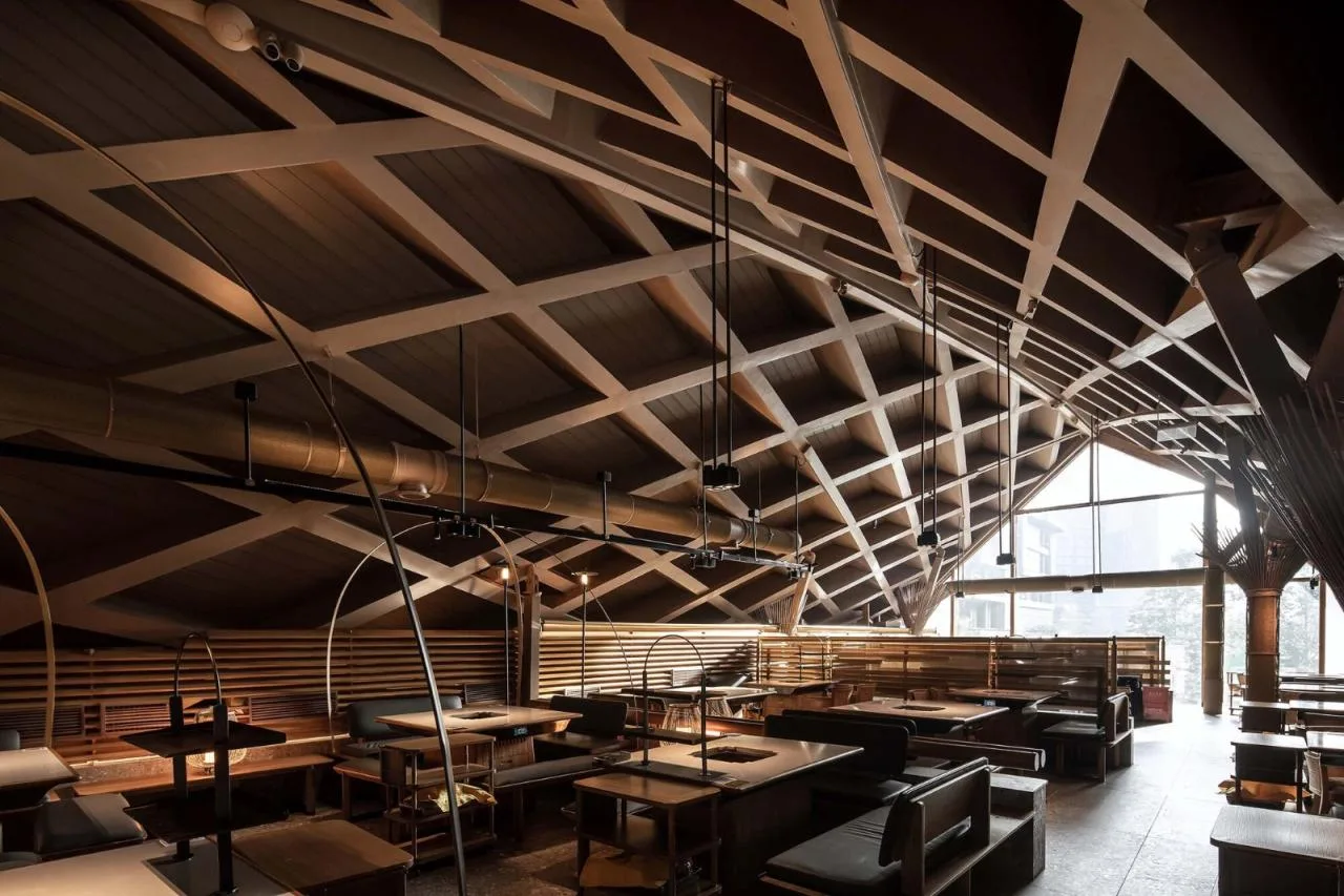 BIM Architecture | Jiaozi Avenue Wooden Roof Restaurant/Zhiye Building