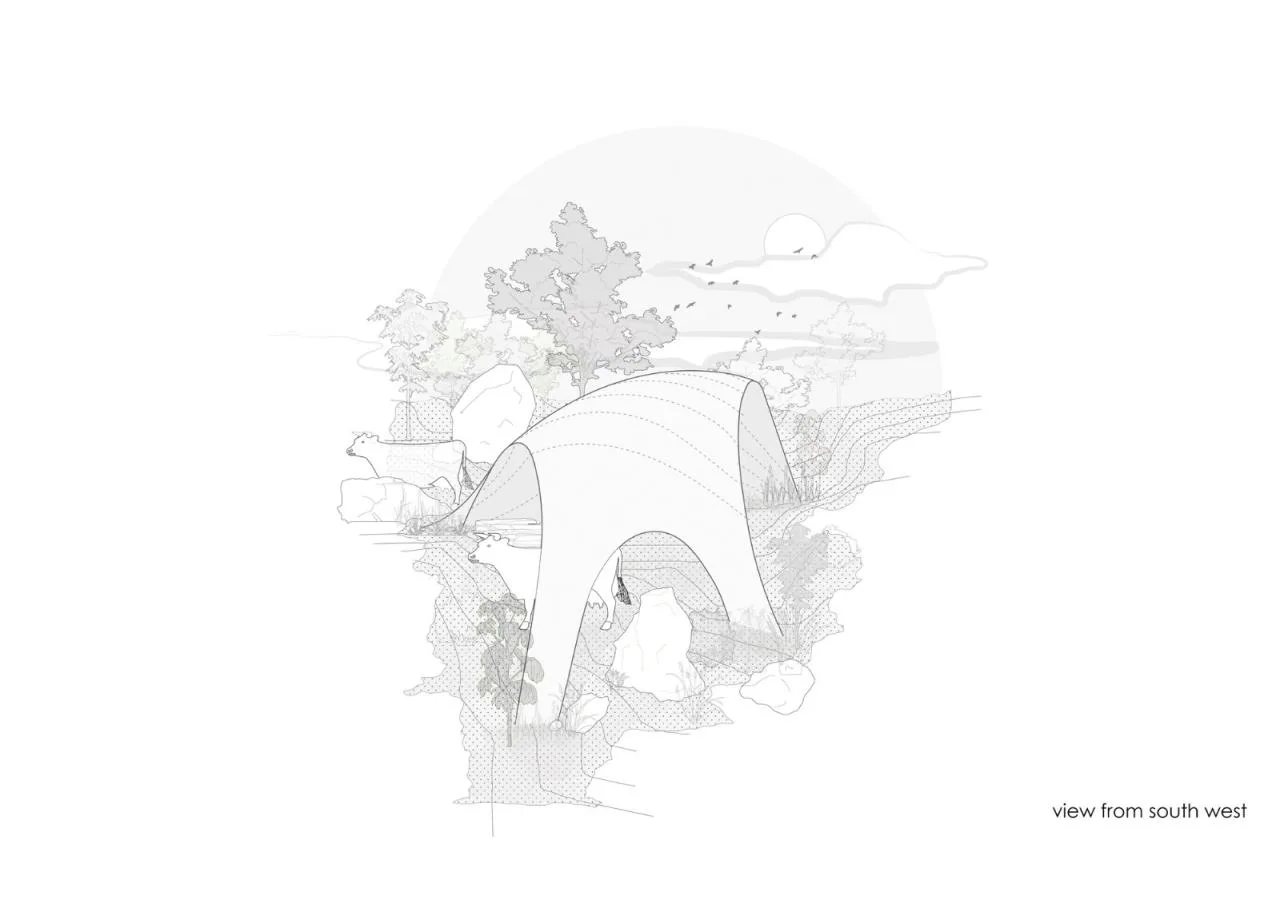 BIM architecture | Thin shell dome structure cowshed/Rnd Earth