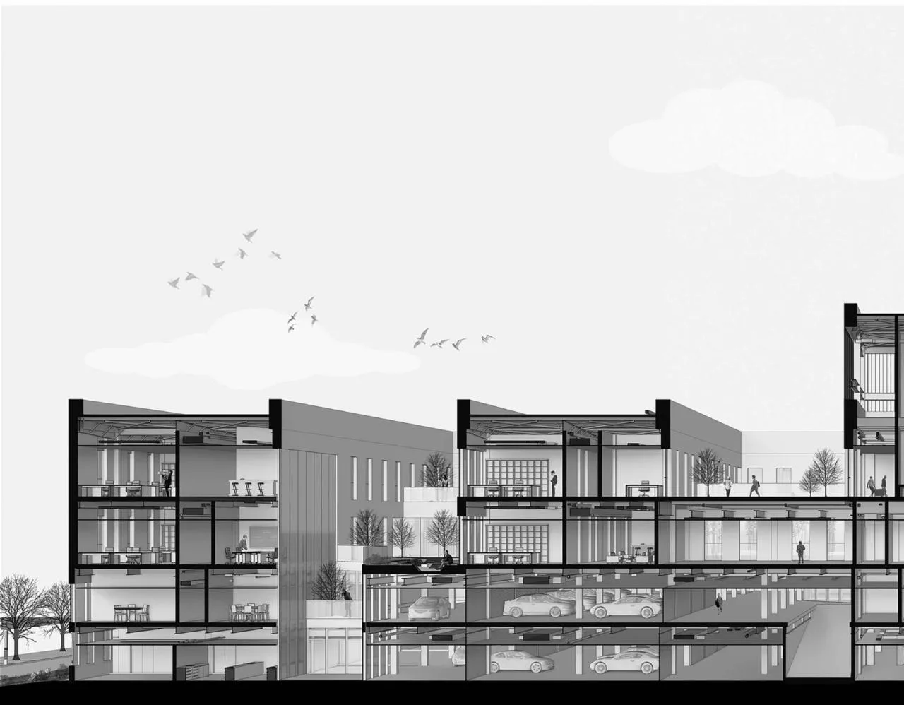 BIM Architecture | Courtyard Facing the Sky - Beijing Tongzhou Lucheng Civic Center/Yidu Architecture