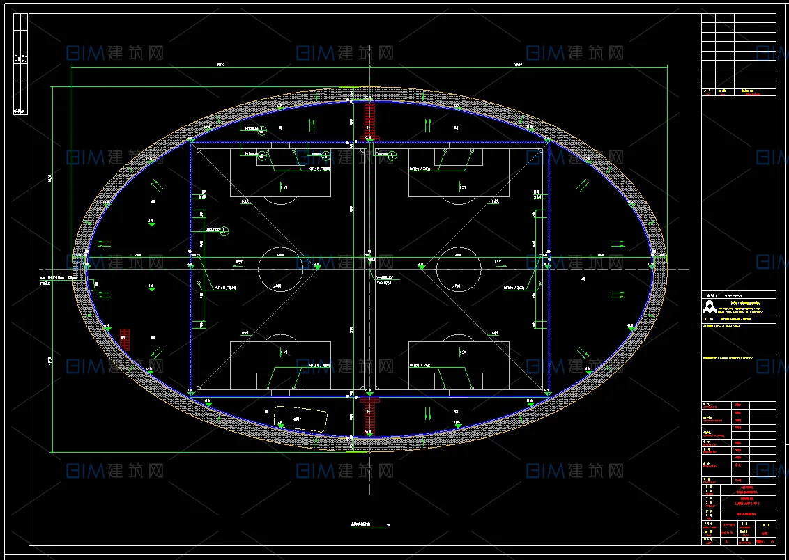 4 sets of CAD drawings for football field project design, 5 person system, 7 person system, 11 person system, football field design, DWG construction drawings