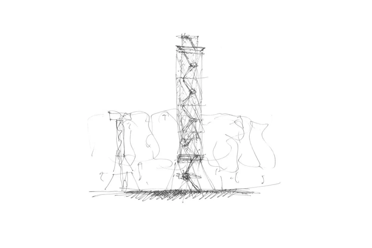 BIM Architecture | Hardtbergturm Observation Tower Hand Drawn Plan/Wolfgang Ott Architekt BDA