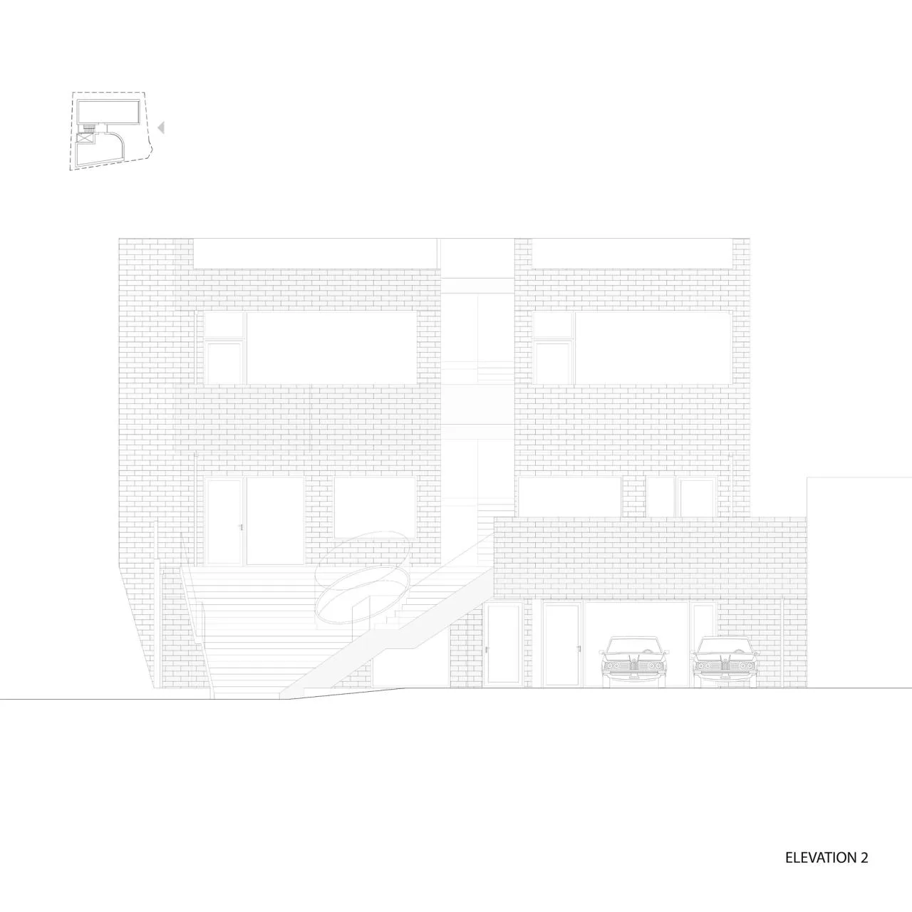 BIM architecture | staircase leading to street corner, Y2 complex/DAAL