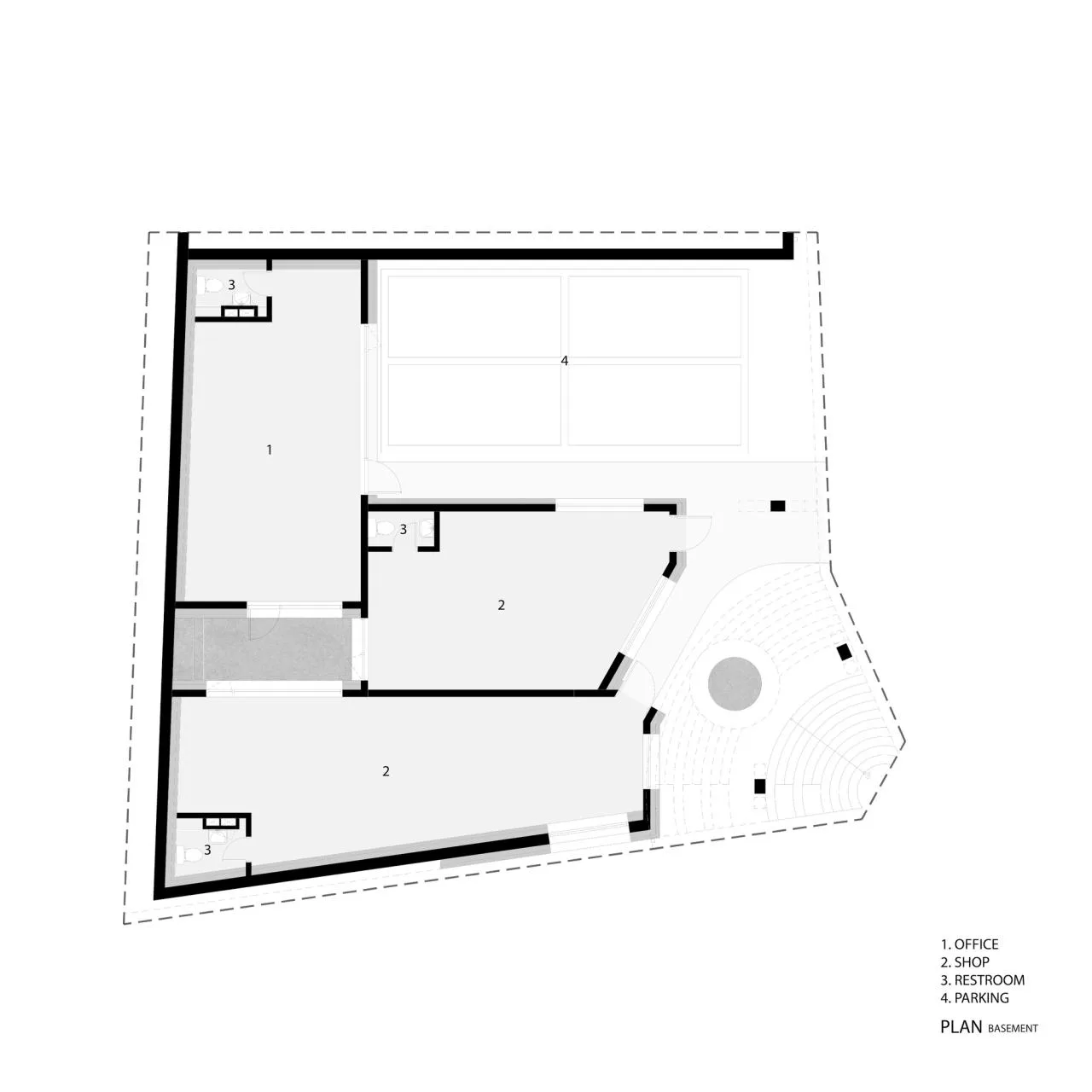 BIM architecture | staircase leading to street corner, Y2 complex/DAAL