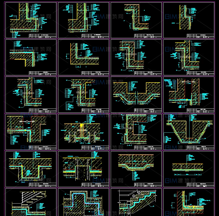 37 Class 1500+ CAD Building Detail Wall Body Detail Waterproof Node Outdoor Engineering Chinese Building Detail Deformation Joint Staircase Stone Decoration Rainshed Detail DWG Drawing