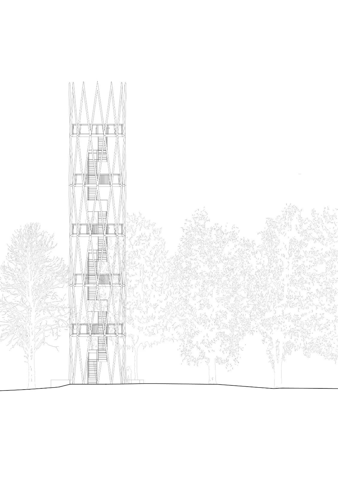 BIM Architecture | Hardtbergturm Observation Tower Elevation/Wolfgang Ott Architekt BDA