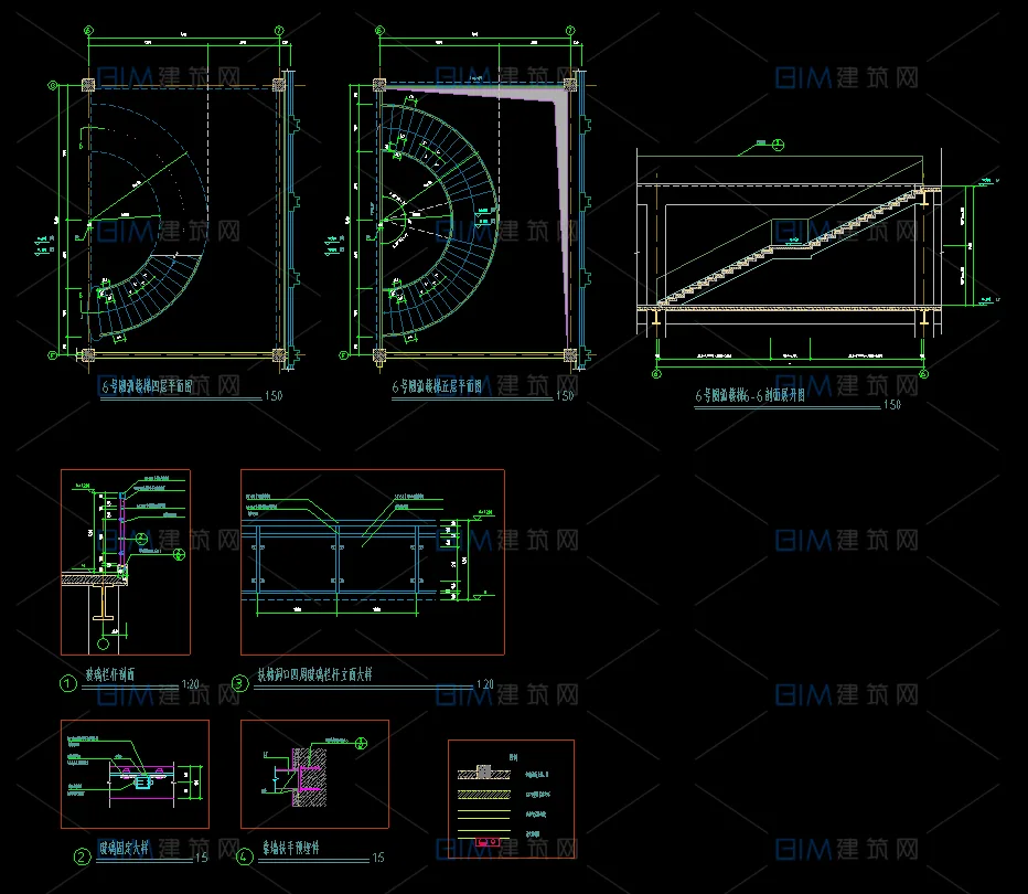 15 sets of spiral staircase arc-shaped structure staircase detailed CAD drawings in DWG format