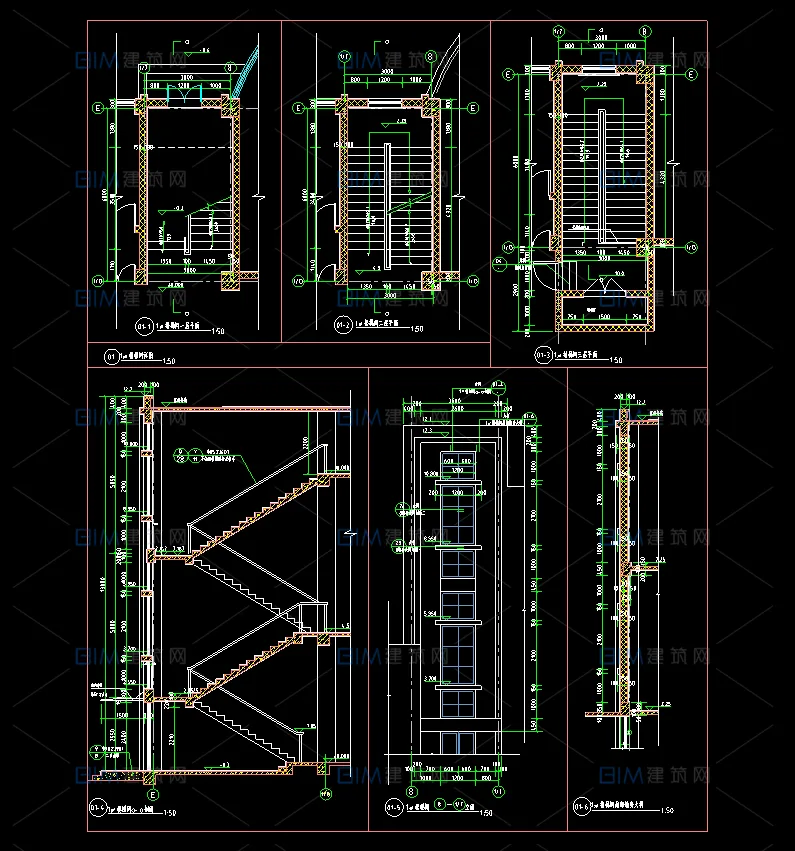 44 sets of CAD floor plans, sectional drawings, detailed drawings, ordinary stairs, scissor stairs, DWG format drawings