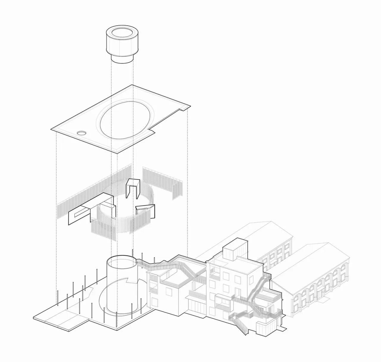 Explosion axonometric diagram © line+