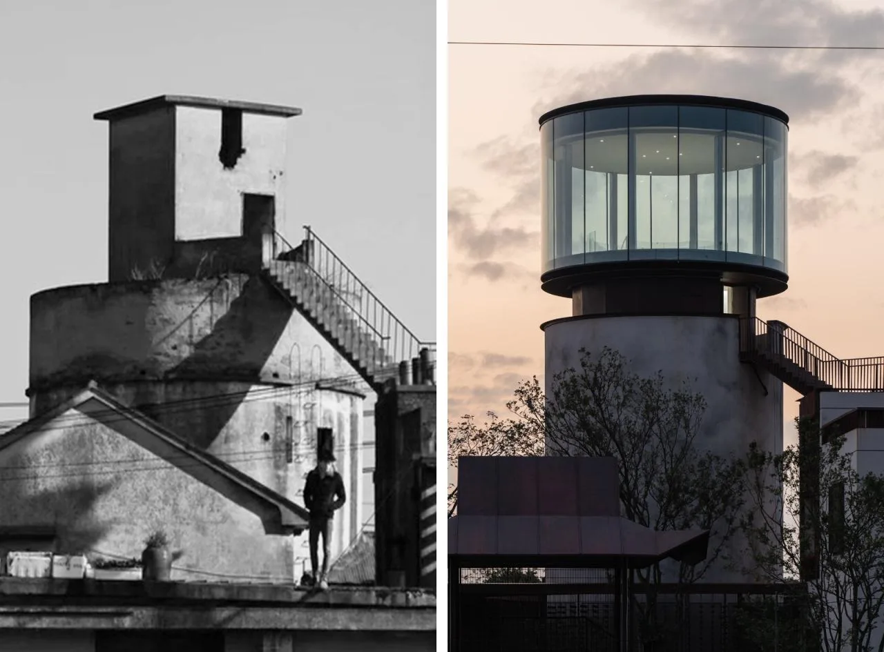 Comparison before and after silo renovation © Line+ (right in the picture)