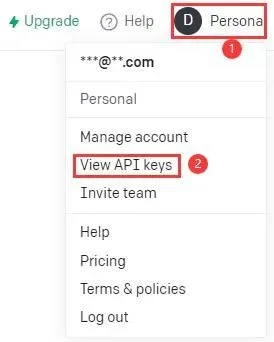 API keys page