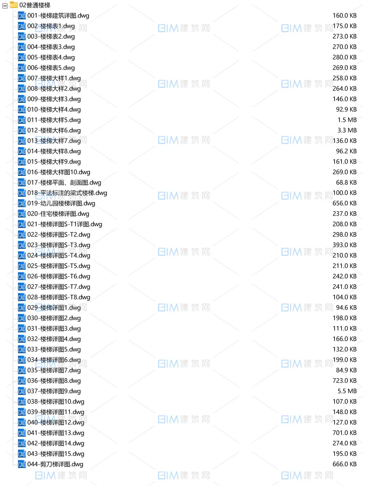 44 sets of CAD floor plans, sectional drawings, detailed drawings, ordinary stairs, scissor stairs, DWG format drawings
