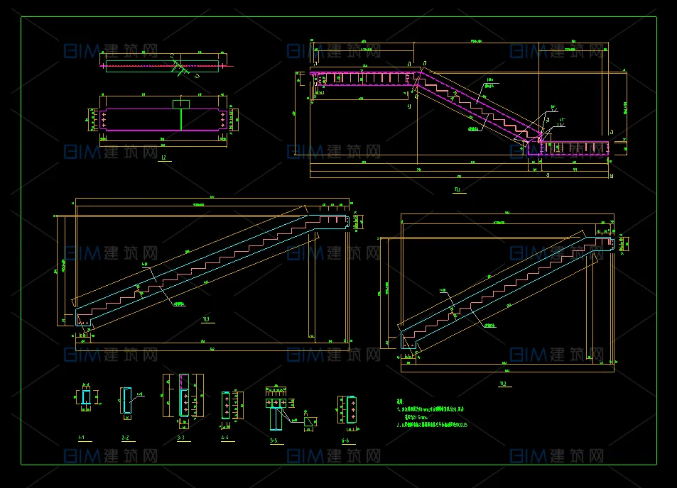 15 sets of spiral staircase arc-shaped structure staircase detailed CAD drawings in DWG format