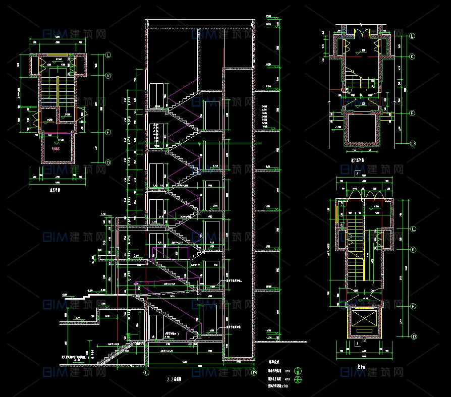 44 sets of CAD floor plans, sectional drawings, detailed drawings, ordinary stairs, scissor stairs, DWG format drawings