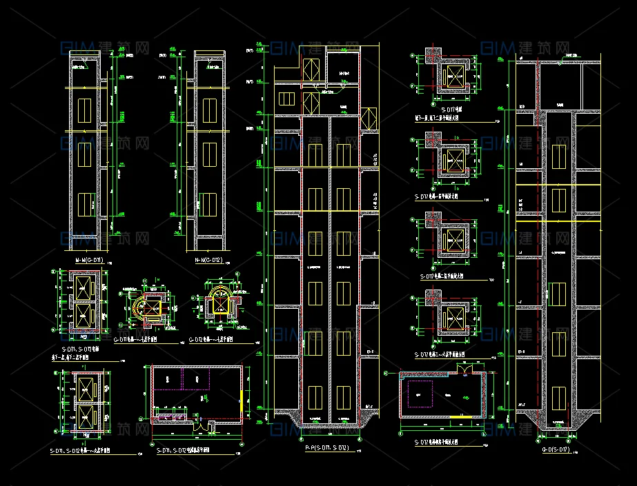 88 sets of elevator detailed drawings, mall escalators, passenger elevators, freight elevators, rolling elevators CAD drawings in DWG format