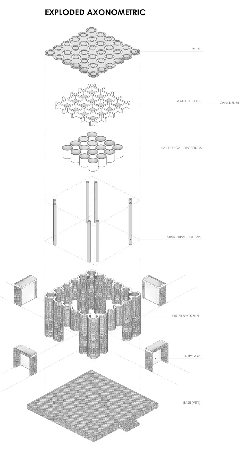 BIM Architecture | Mausoleum Memorial Hall, Concrete Cylinder 'Dripping'/Sthapotik