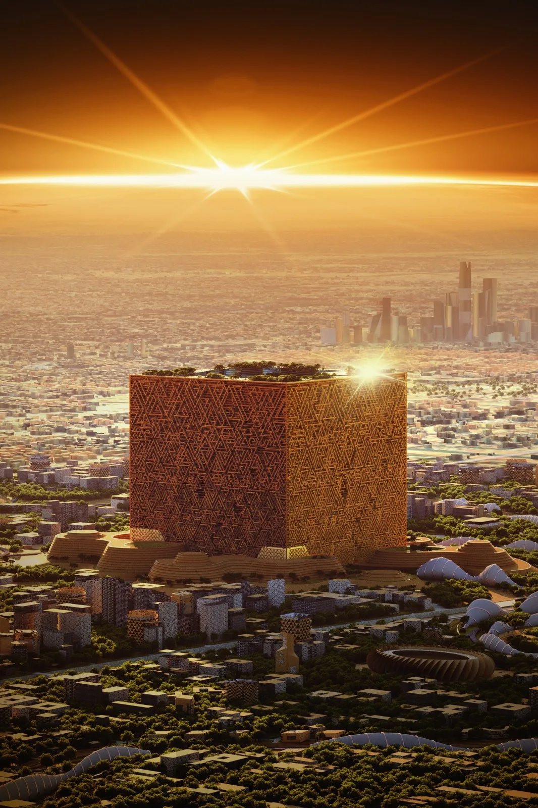 BIM Architecture | Saudi Arabia's New Brain Hole: Cube Building with Dome Tower Inside