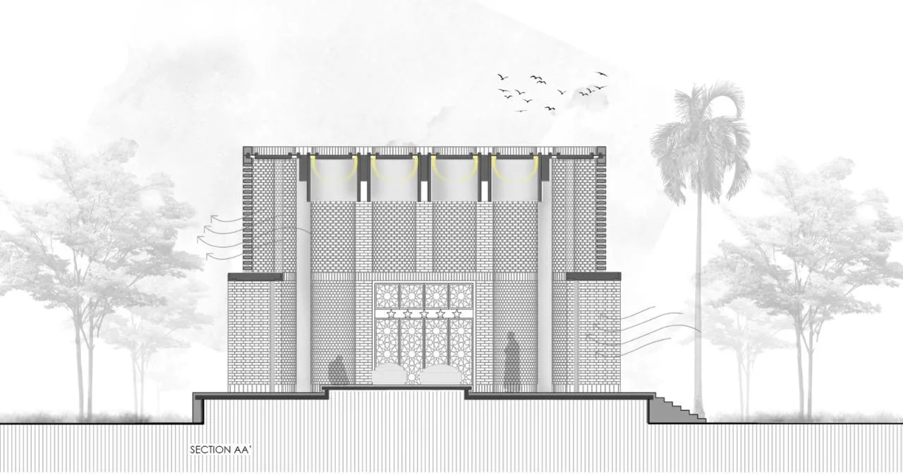 BIM Architecture | Mausoleum Memorial Hall, Concrete Cylinder 'Dripping'/Sthapotik